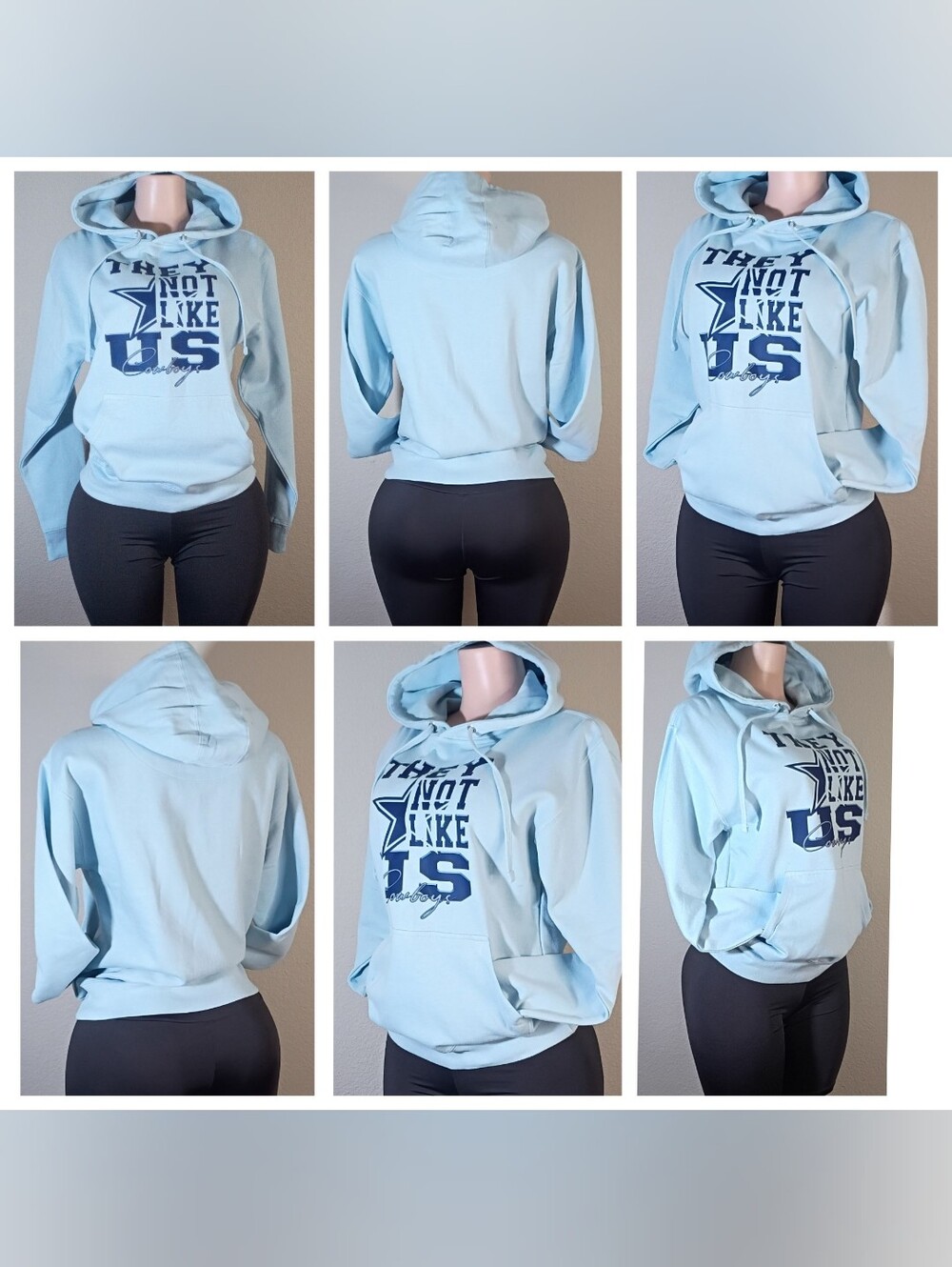 Light Blue Dallas Cowboys Women's Custom Hoodie Graphic 'They Not Like Us'